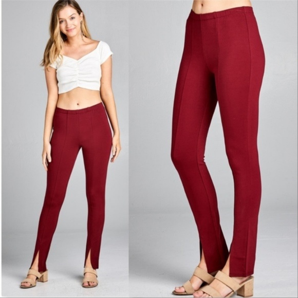 MONICA Burgundy Skinny Pants - Picture 3 of 4